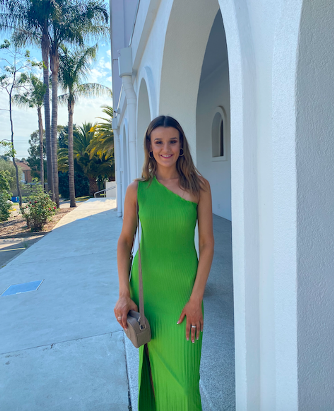 L'idee - Soiree One Shoulder Gown Green for rent on The Volte - main image