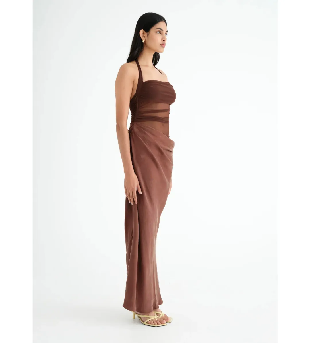 Benni Gina Maxi Dress in Chocolate Size AU 6 for rent on The Volte - main image