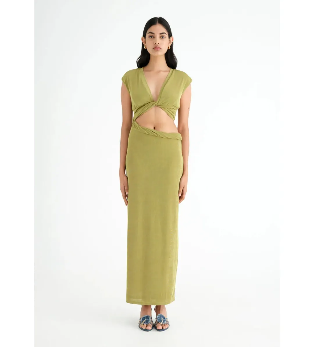 BENNI Henri Twist Maxi Dress in Chartreuse Size AU 10 for rent on The Volte - main image