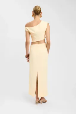 Kookai Opal Tuck Top and Maxi Skirt Set Lemon Sorbet Size 8 for rent on The Volte - image 2