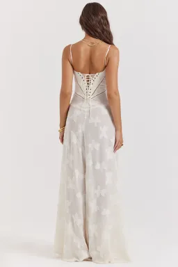 House Of CB Seren Lace Back Maxi Dress Vintage Cream Floral Size XS / AU 6 for rent on The Volte - image 2