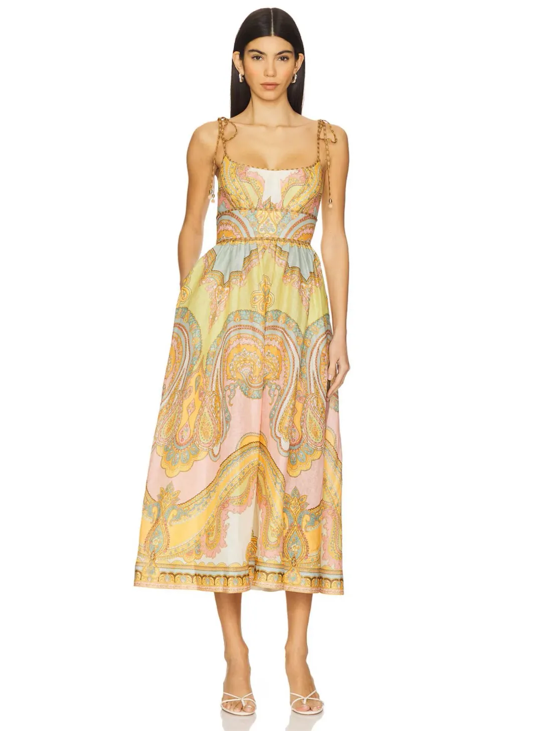 Zimmermann Maxine Picnic Midi Dress in Gold Paisley Size 2 / AU 12 for rent on The Volte - main image