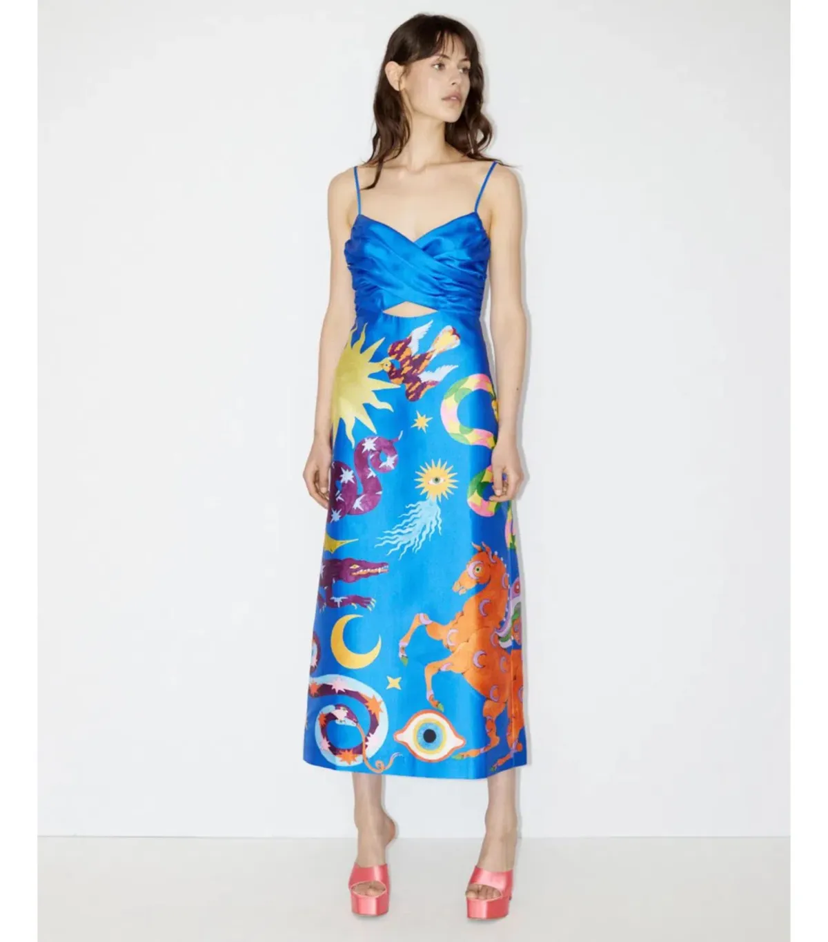 Alémais Guardian Silk Midi Dress Blue Size AU 14 for rent on The Volte - main image