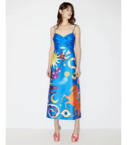 Alémais Guardian Silk Midi Dress Blue Size AU 14 for rent on The Volte - image 1