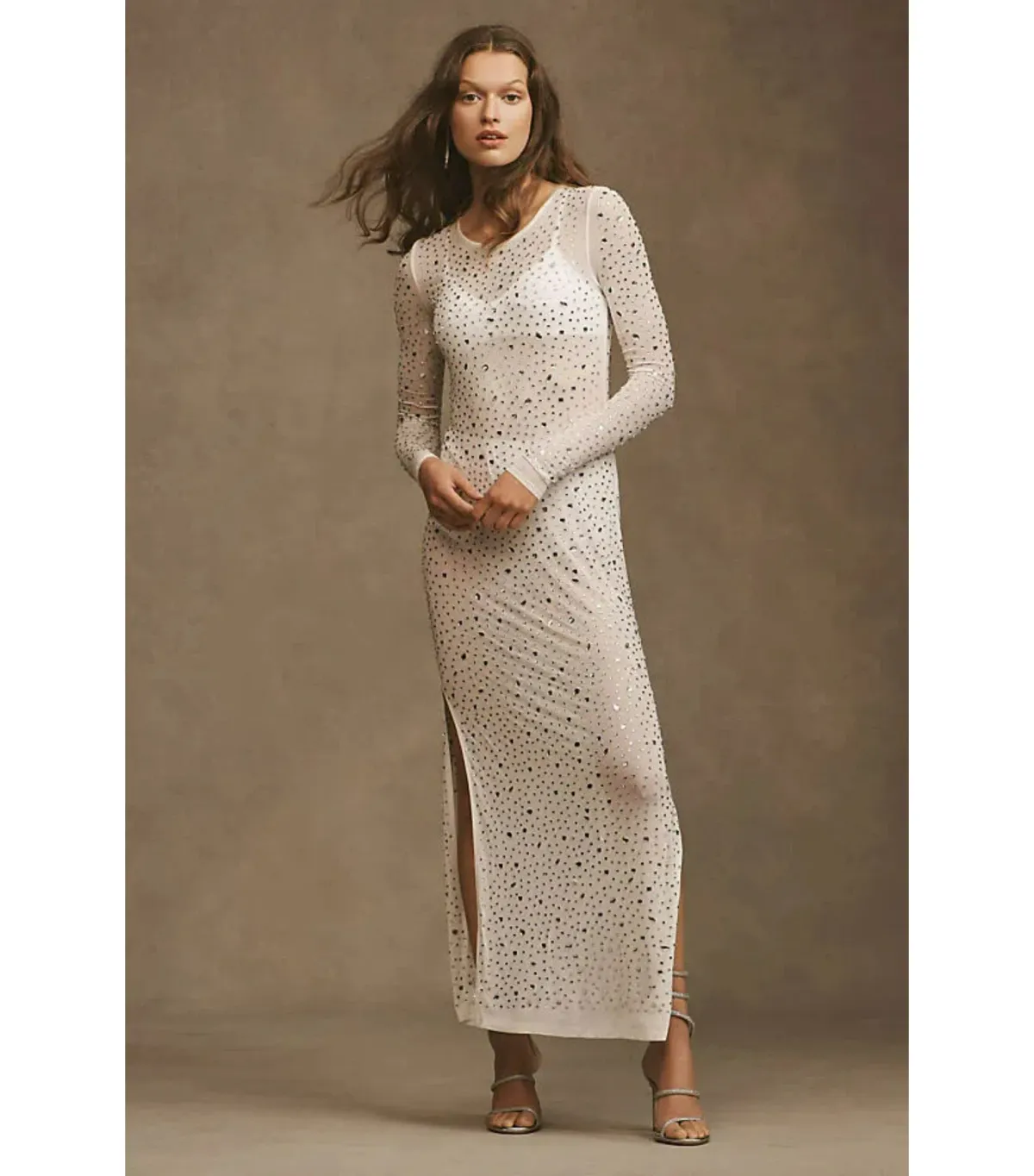 Lamarque Maret Rhinestone Mesh Dress Bisque Size XS / AU 6 for rent on The Volte - main image