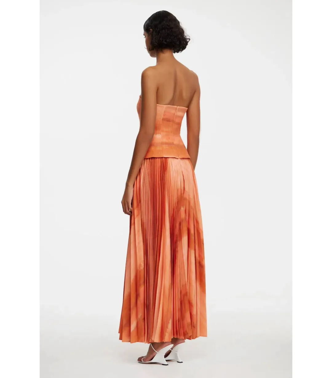 Acler Brayswick Midi Dress Melon Watercolor Size AU 8 for rent on The Volte - main image