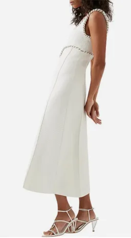 Aje Carve Abstract Knit Dress - White - Size S for rent on The Volte - image 2