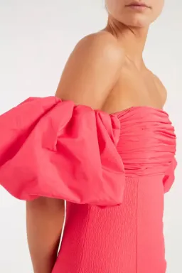 REBECCA VALLANCE CAITLIN OFF THE SHOULDER MIDI DRESS CORAL PINK SIZE 8 for rent on The Volte - image 4