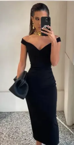 Effie Kats midi off the shoulder dress size 14 for rent on The Volte - image 1