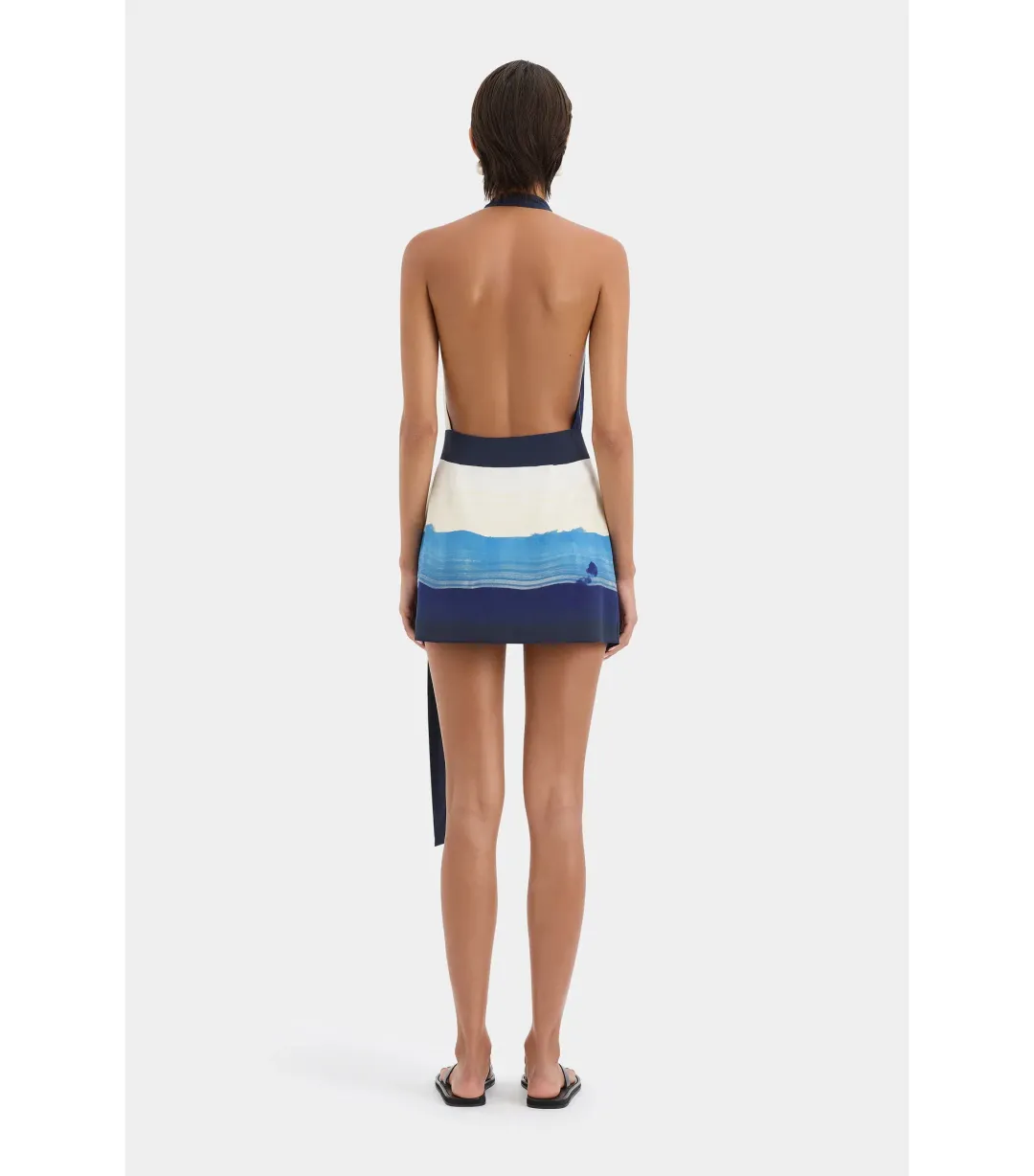 Sir the Label Mariner Wrap Halter Mini Dress Shoreline Stripe Size AU 3 / AU 12  for rent on The Volte - main image