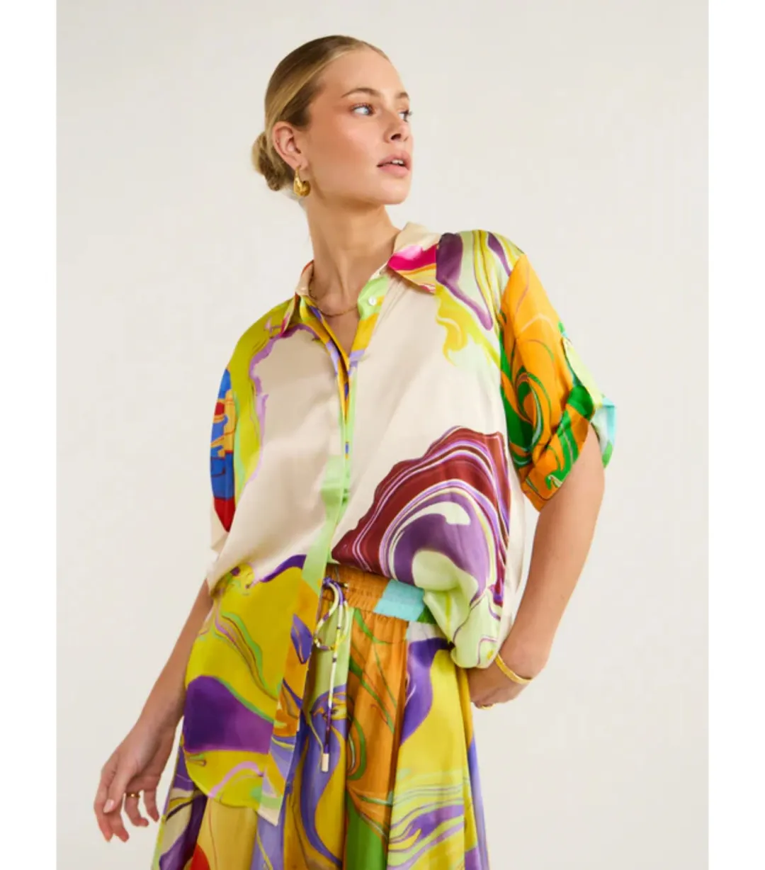 Alemais Luca Silk Top Size 12 and Skirt Size 10 Set Multi  for rent on The Volte - main image