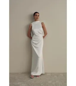 Misha Ketina Gloss Satin Gown Ivory Size 8/S for rent on The Volte - image 1