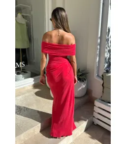 Benni Nico Off Shoulder Maxi Dress Watermelon Size AU 8 for rent on The Volte - image 2