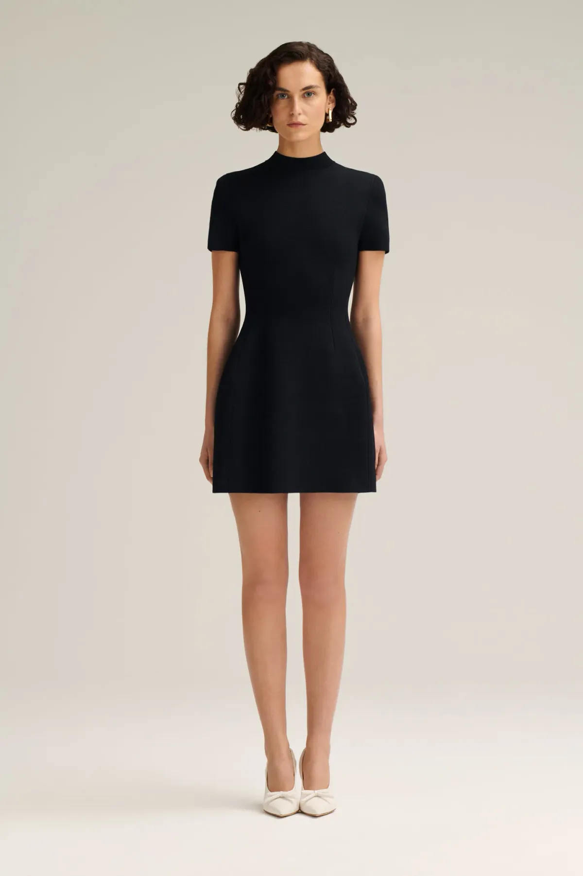 Scanlan Theodore Crepe Knit Peplum Mini Dress Black Size S / AU 8 for rent on The Volte - main image