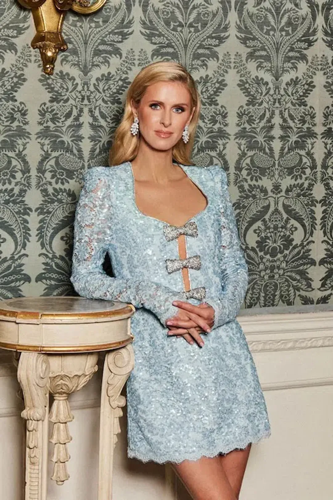 Rebecca Vallance Leyla Long Sleeve Mini Dress Blue Size AU 12 for rent on The Volte - main image