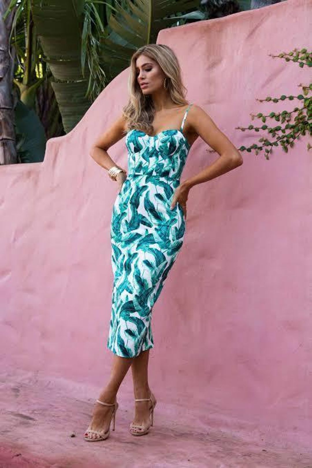 Elle Zeitoune Alannah Tropical Palm Dress Size 14 for rent on The Volte - main image