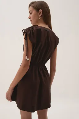 Aje Studio Marley Mini Dress Chocolate Size 8 for rent on The Volte - image 3