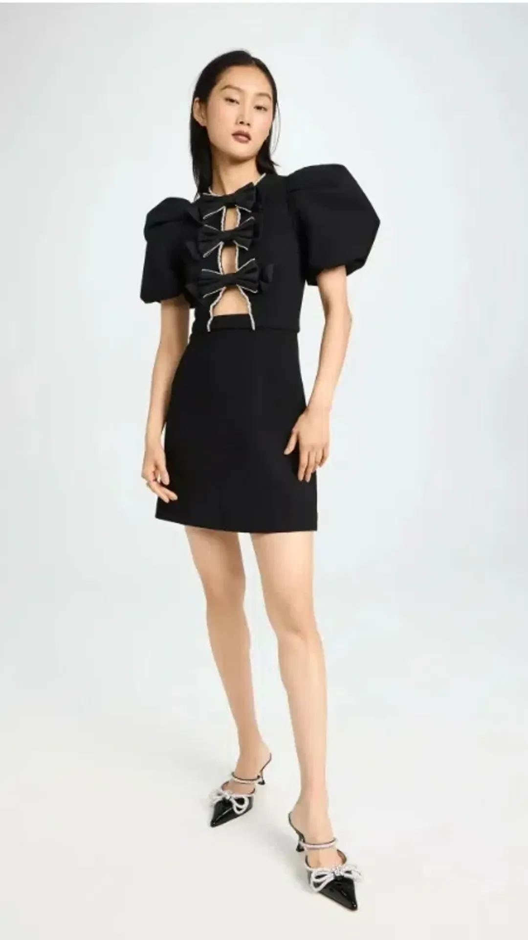 Rebecca Vallance Katie Bow Mini Dress Black Size 10 for rent on The Volte - main image