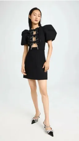 Rebecca Vallance Katie Bow Mini Dress Black Size 10 for rent on The Volte - image 5