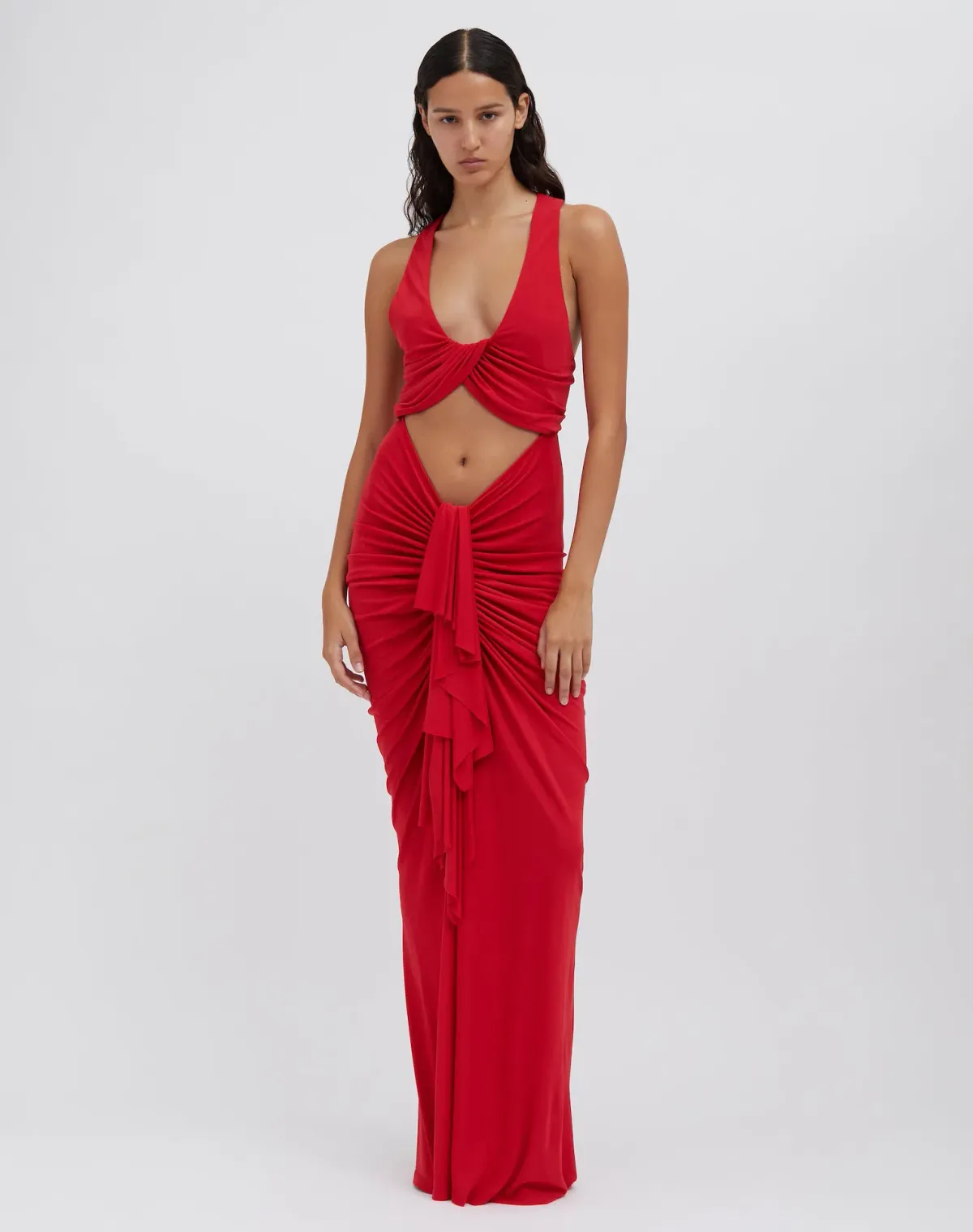 Christopher Esber Vivenda Drape Front Dress Watermelon Red Size 8 for rent on The Volte - main image