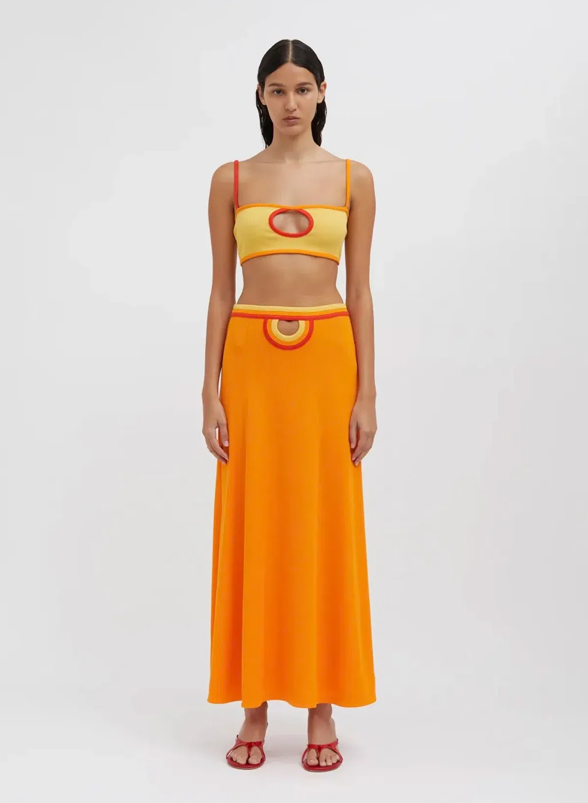 Christopher Esber Multi Verner Loop Hole Skirt Tangerine Multi Size 10 for rent on The Volte - main image
