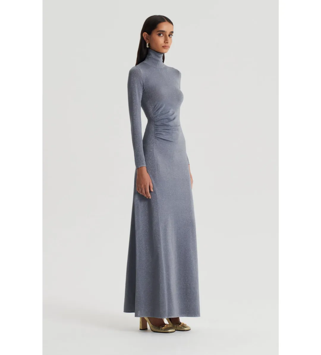 Scanlan Theodore Sparkle Gather Dress Silver Size 8  for rent on The Volte - main image