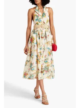 Zimmermann Clover Linen Halterneck Midi Dress Floral Size 3 / AU 14 for rent on The Volte - image 1