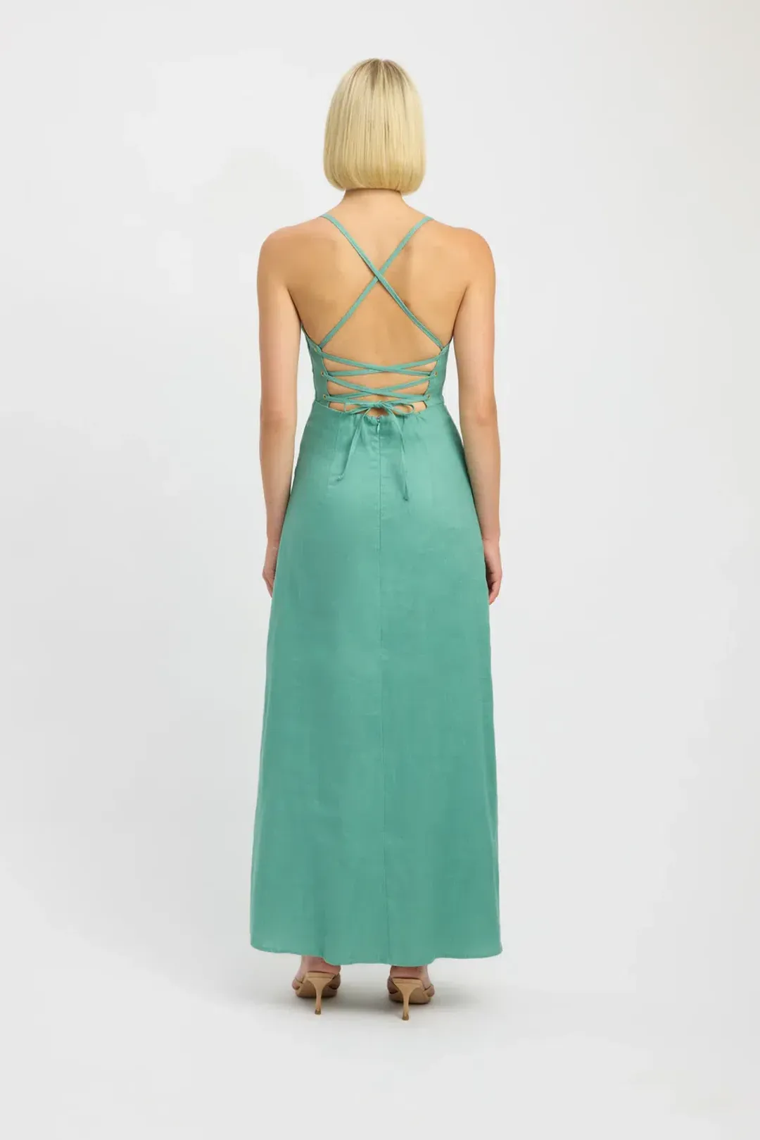 Kookai Palm Cross Back Dress Maxi Four Leaf Clover Green Size 6 for rent on The Volte - main image