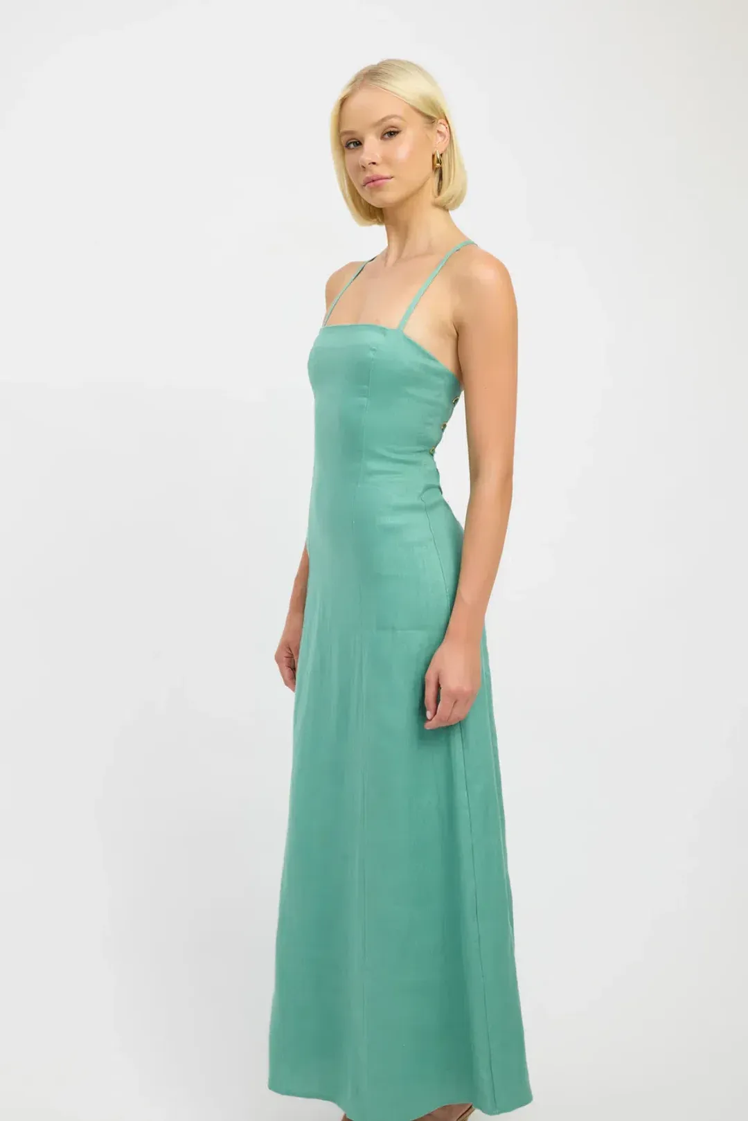 Kookai Palm Cross Back Dress Maxi Four Leaf Clover Green Size 6 for rent on The Volte - main image