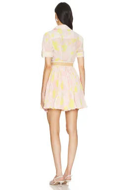 Zimmermann Size 1  Pop Pleated Mini Dress Pink/Yellow Floral Size 10 for rent on The Volte - image 3