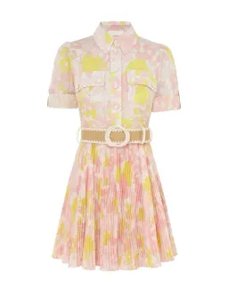 Zimmermann Size 1  Pop Pleated Mini Dress Pink/Yellow Floral Size 10 for rent on The Volte - image 4