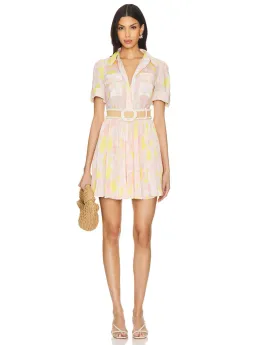 Zimmermann Size 1  Pop Pleated Mini Dress Pink/Yellow Floral Size 10 for rent on The Volte - image 1