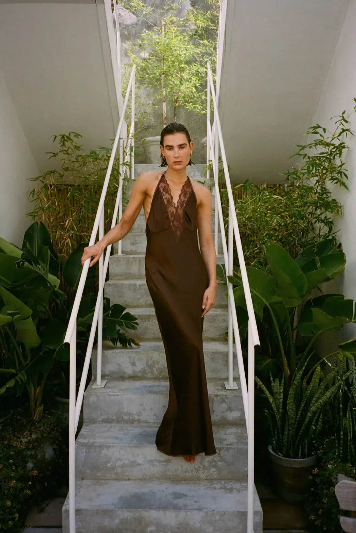 Sir the Label Aries Halter Gown Chocolate Size 0 / AU 6 for rent on The Volte - main image