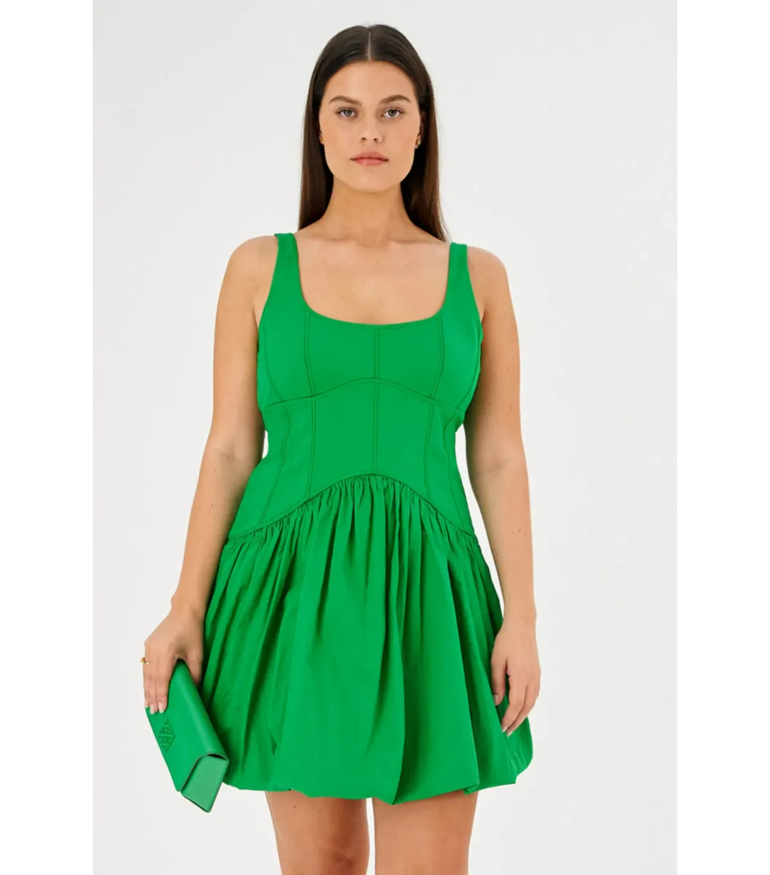 Oroton Short Tie Back Dress in Jewel Green Size AU 14 for rent on The Volte - main image