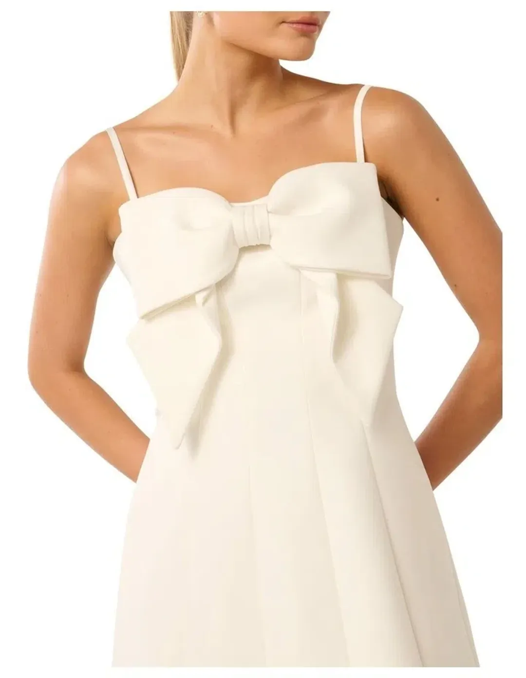 Forever New Hayley Bow Front Mini Dress Porcelain Size AUS 10 for rent on The Volte - main image