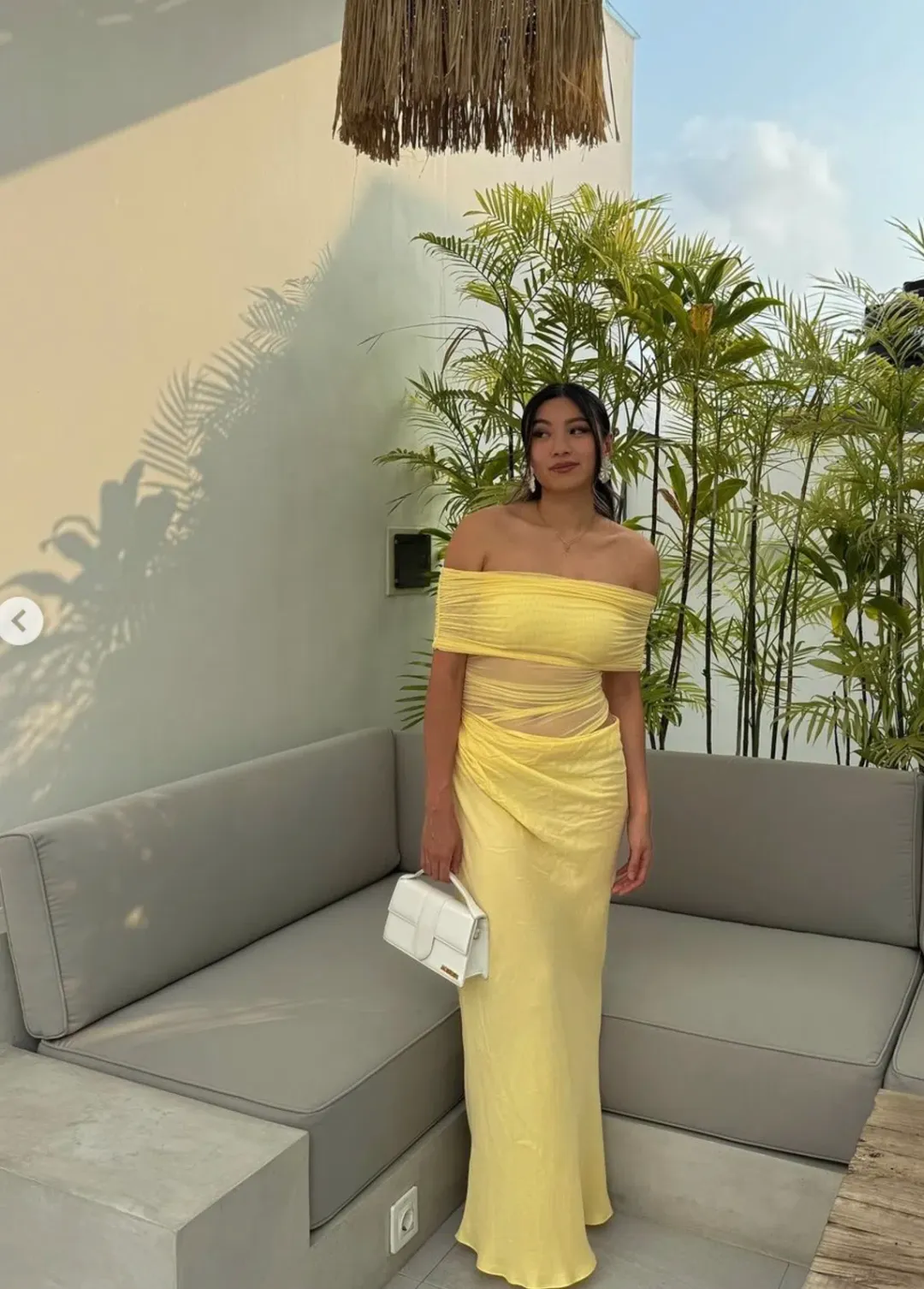 Benni Nico Off Shoulder Maxi Dress Butter Yellow Size 8 for rent on The Volte - main image