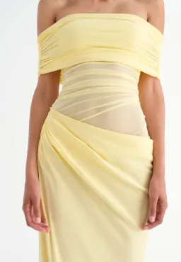 Benni Nico Off Shoulder Maxi Dress Butter Yellow Size 10 for rent on The Volte - image 2