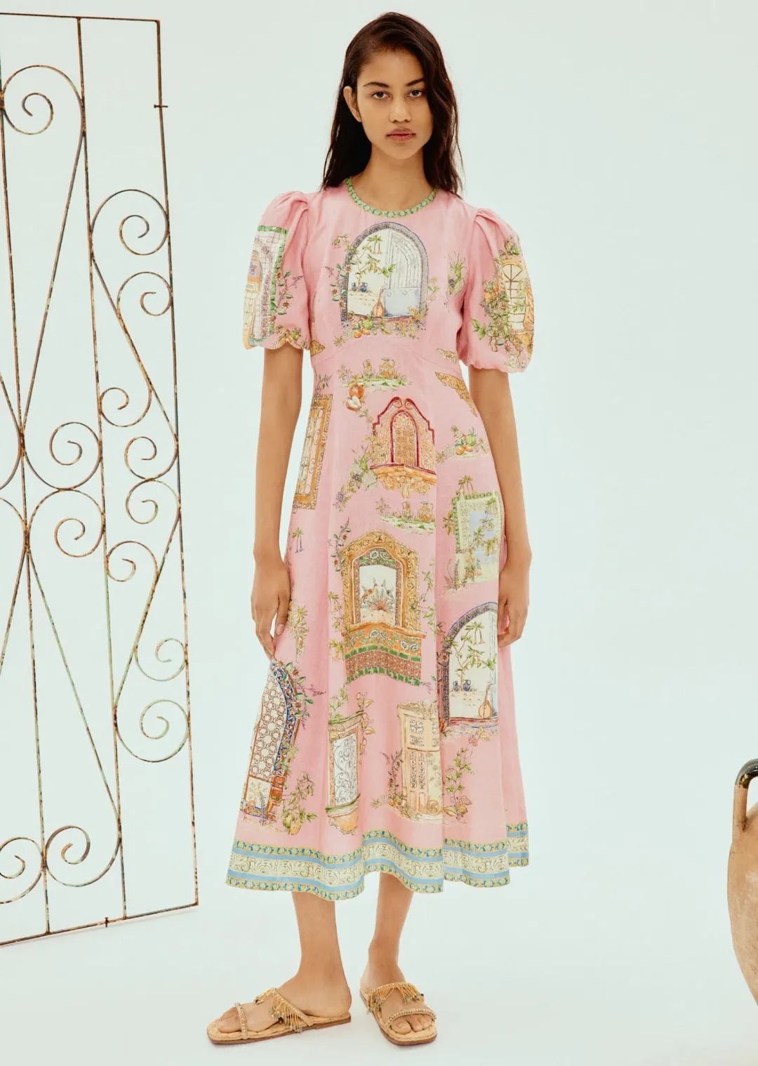 Alemais Monte Midi Dress Pink Size 14 for rent on The Volte - main image