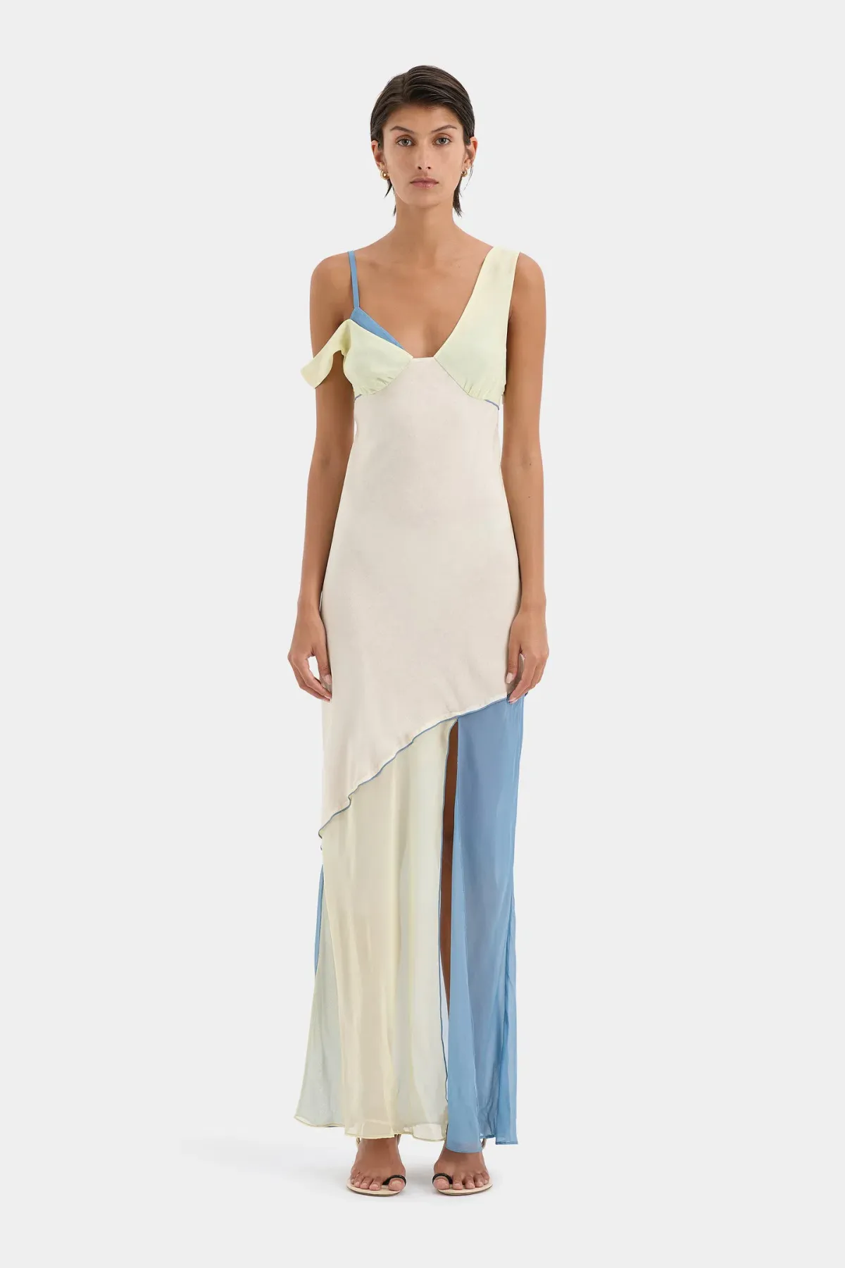 Sir the Label Thames Splice Midi Dress Ecru Multi Size 10 for rent on The Volte - main image