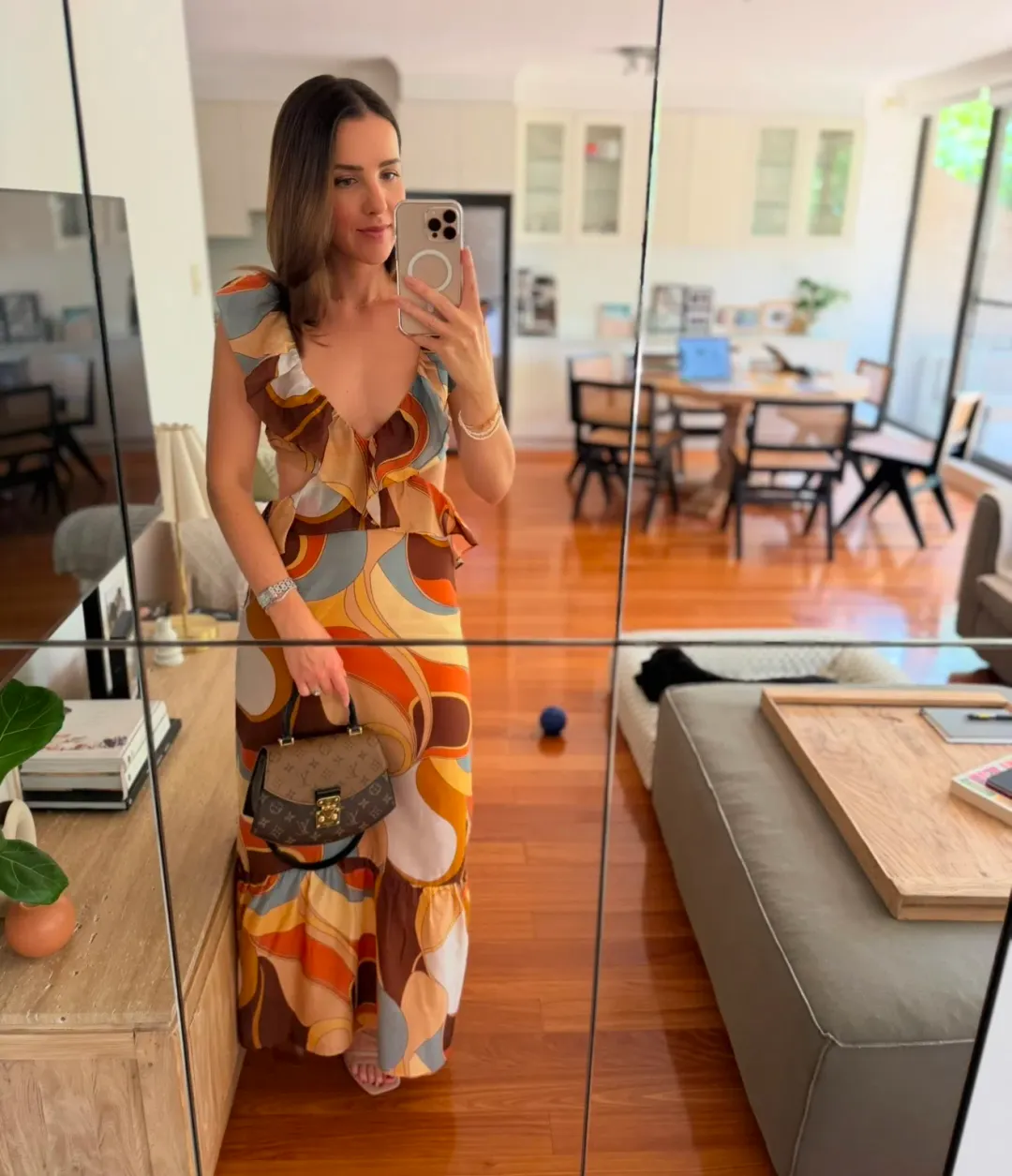 Sir The Label Vista Frill Midi Dress in Vista Print (Size 1 / AUS 8) for rent on The Volte - main image