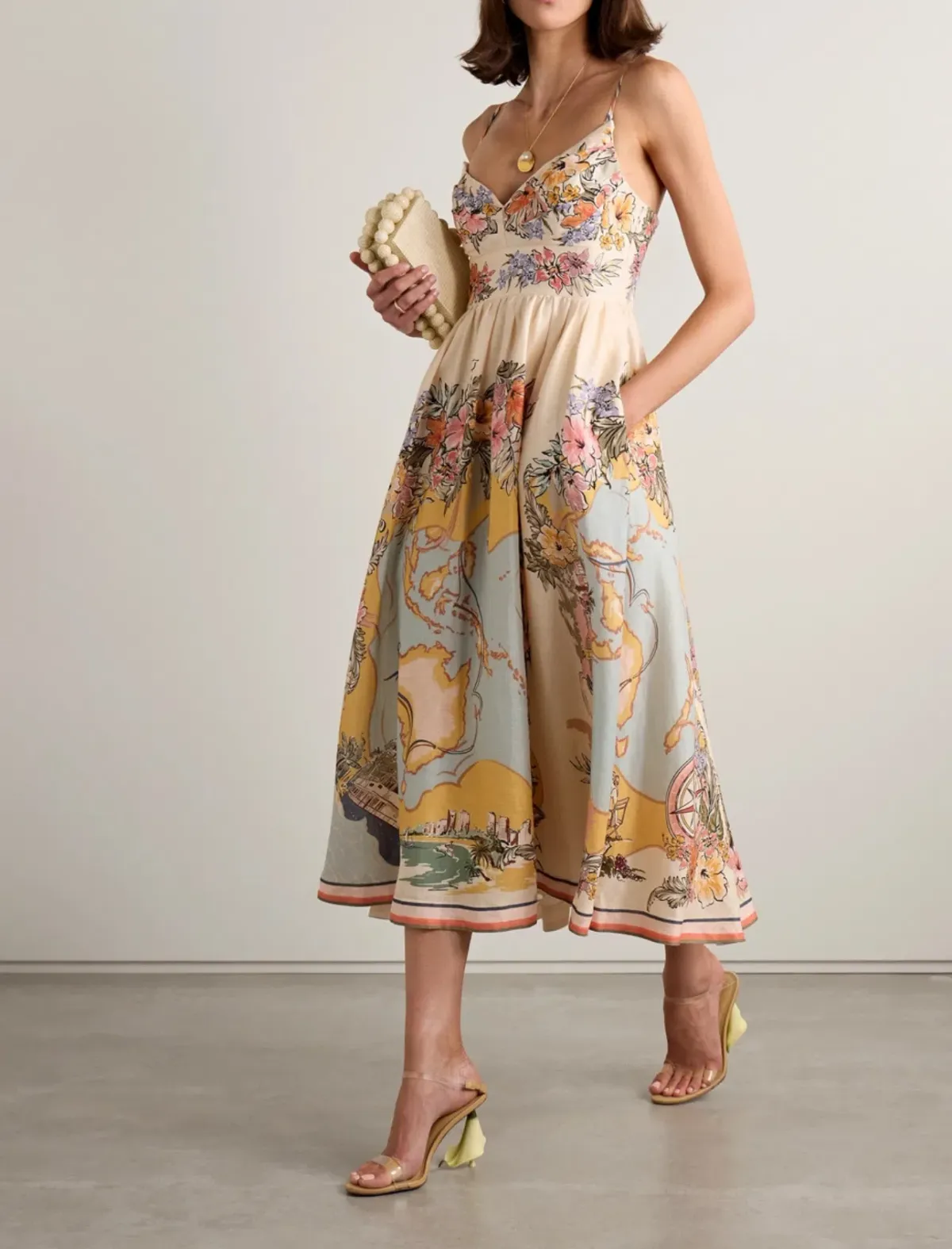 Zimmermann Tallow Tucked Bodice Dress in Nautical Map Size 2 / AU 12 for rent on The Volte - main image