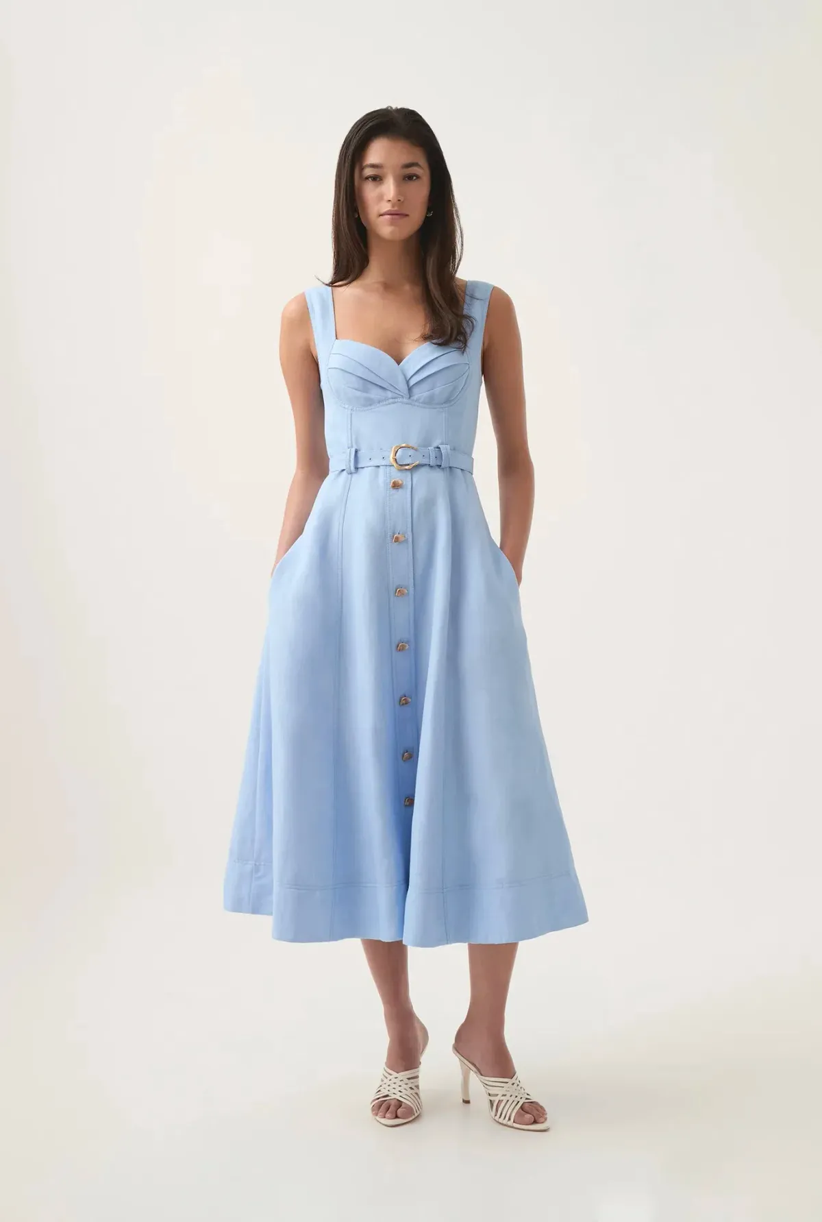 Aje Primary Belted Midi Dress Daydream Blue Size AU 12 for rent on The Volte - main image