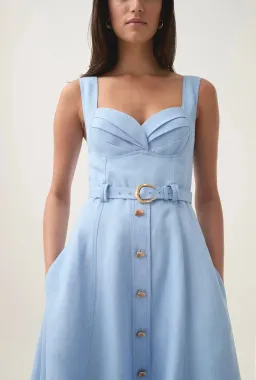 Aje Primary Belted Midi Dress Daydream Blue Size AU 12 for rent on The Volte - image 2