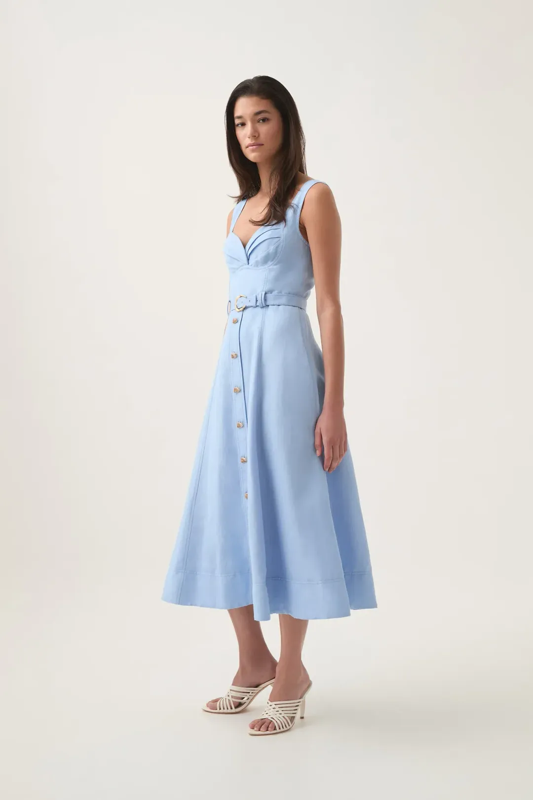 Aje Primary Belted Midi Dress Daydream Blue Size AU 12 for rent on The Volte - main image