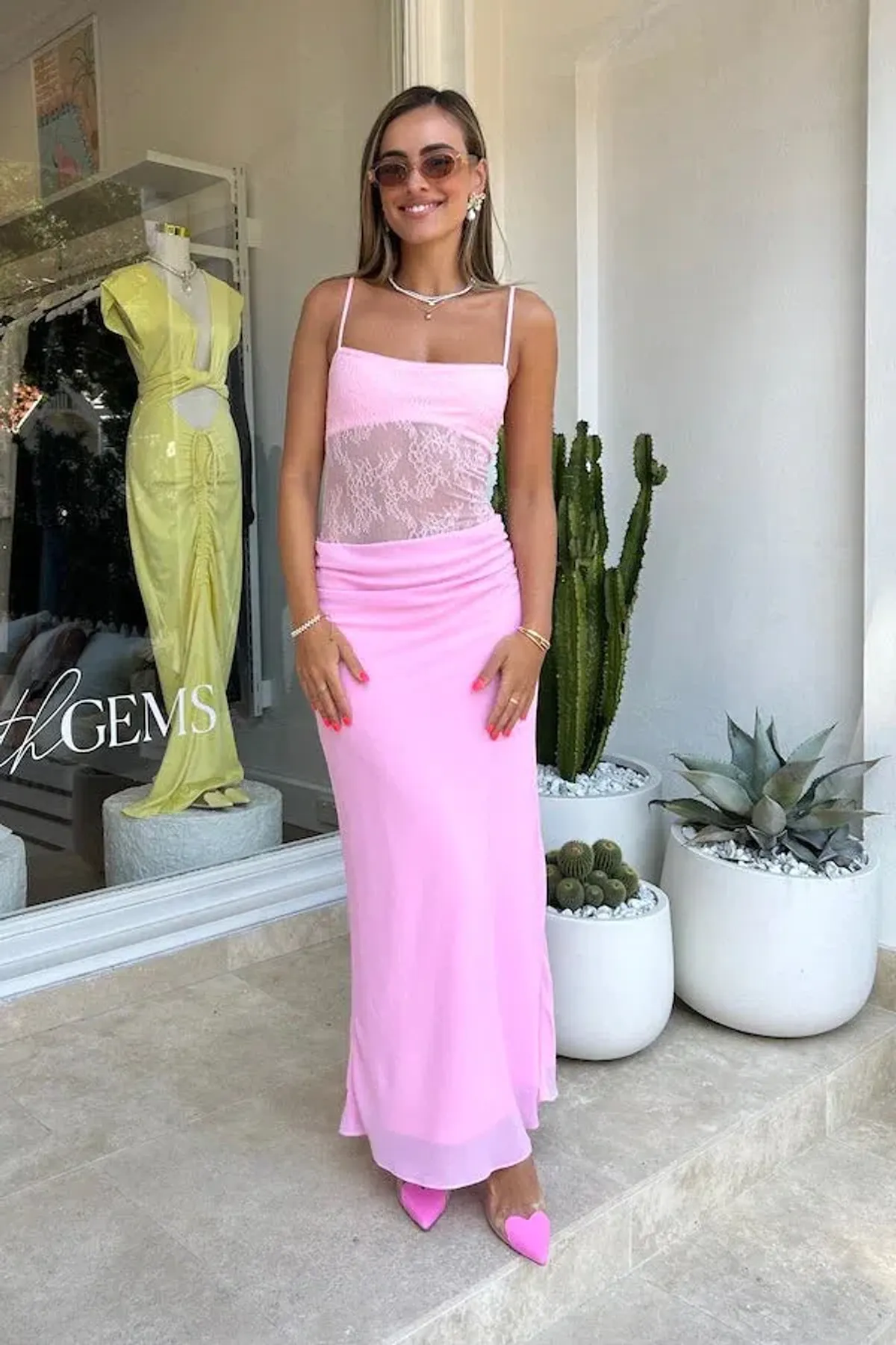 BENNI - Gabriel Maxi Dress in Pink Sorbet Size 8 for rent on The Volte - main image