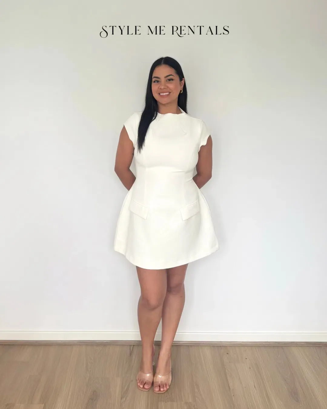 Odd Muse Cap Sleeve Mini Dress White Size L for rent on The Volte - main image