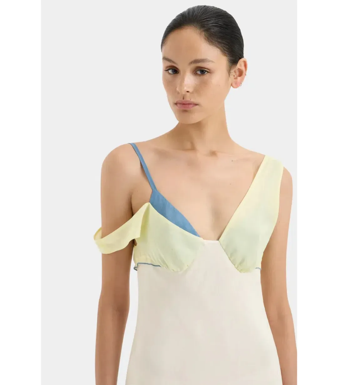 Sir The Label Thames Splice Midi Dress in Ecru Multi Size 0 / AU 6 for rent on The Volte - main image
