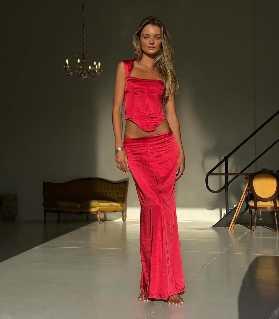 I Am Delilah Valerie Corset and Maxi Skirt Set Red Size XS / AU 6 for rent on The Volte - main image