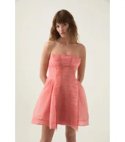 Aje Astrid Strapless Mini Dress Washed Coral Size AU 10 for rent on The Volte - image 2