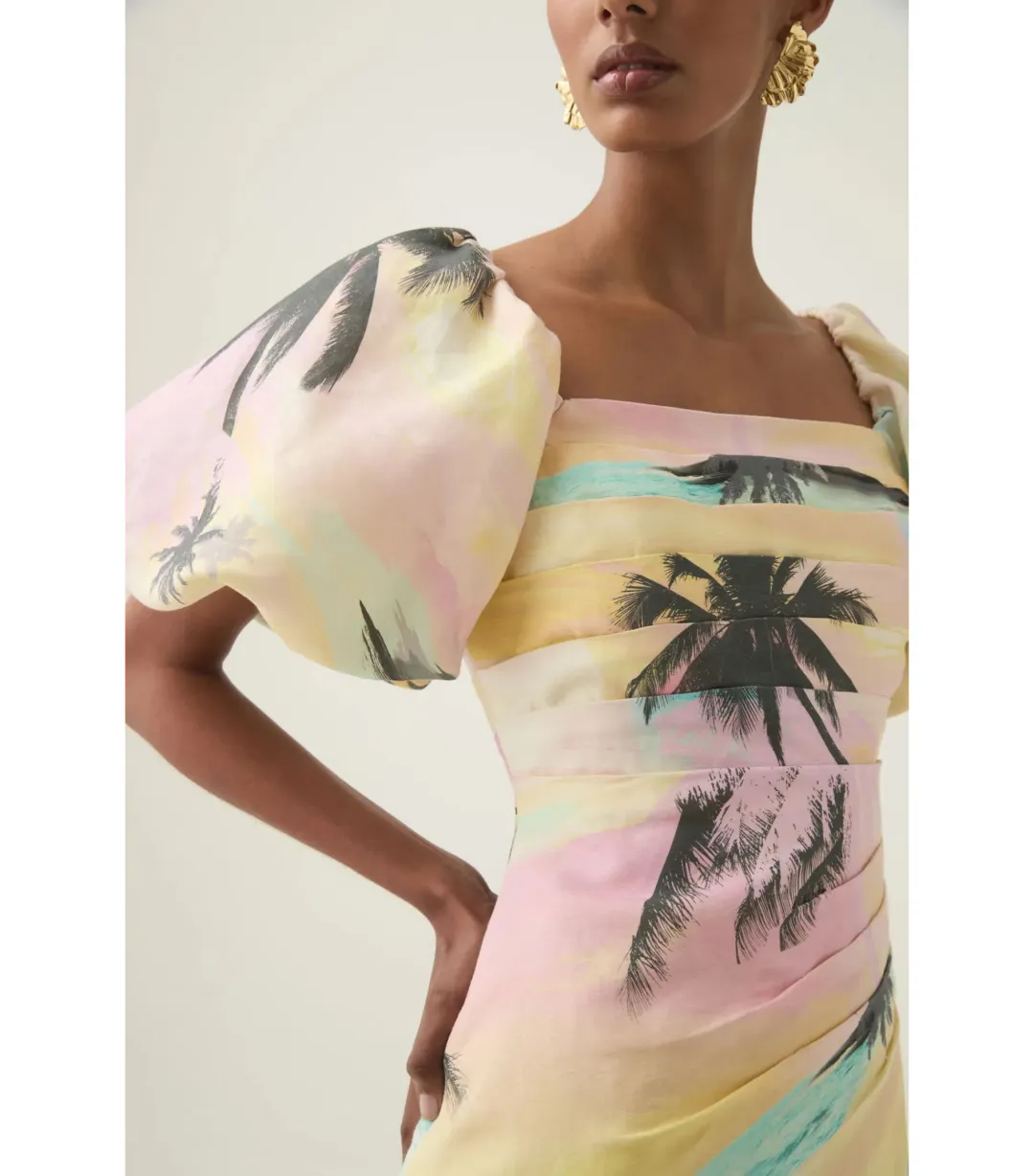 Aje Paradise Wrap Front Mini Dress Sunset sky Size AU 14 for rent on The Volte - main image